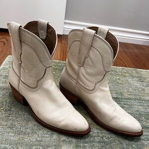 Tecovas Women's Cream Ankle Cowboy Boots